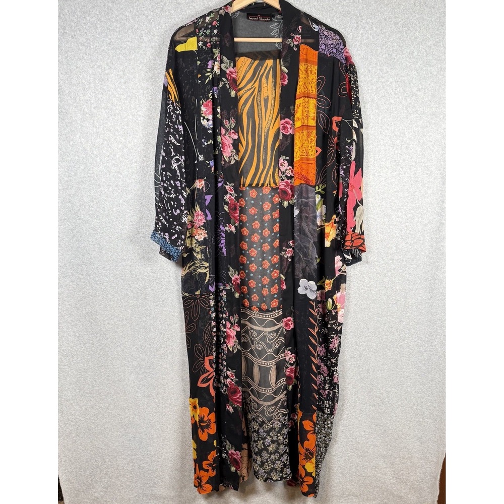 Sacred Threads Kimono Womens Medium/large Vintage Patchwork Cardigan Long